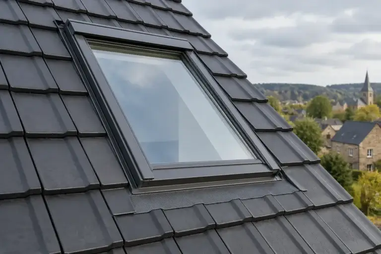 Fenêtre de toit Velux installée dans une toiture en tuiles