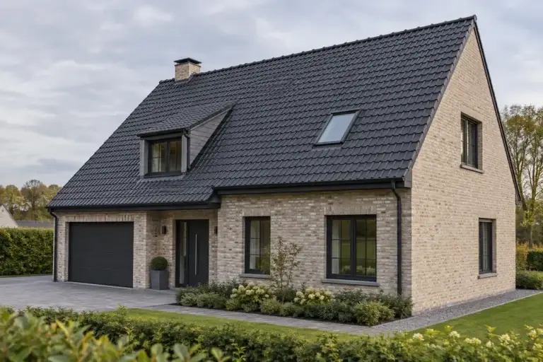 Maison avec toiture complète neuve en tuiles noires